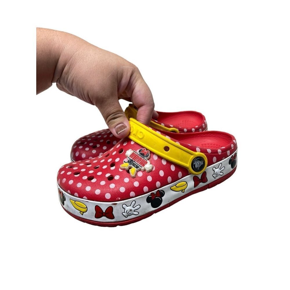 Crocs Disney Parks Minnie Mouse Kids Crocband Red Clogs Junior Size 1 - Picture 6 of 7